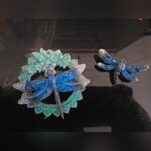 Lot Of 2 Resin Handmade Brooches, Dragonflies! Dragonfly Pin